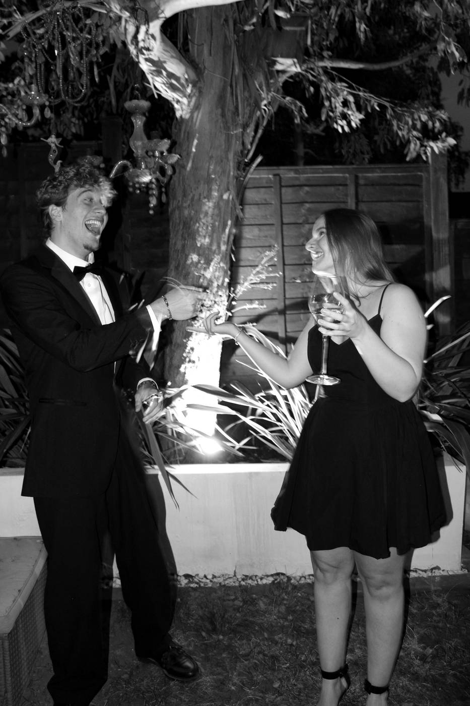 Guests laughing at a party